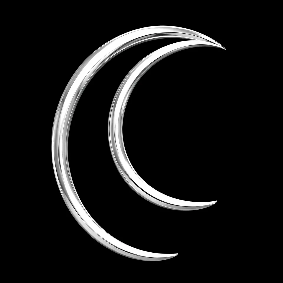 Official Clarapetra double-crescent mark rendered in silver on black.