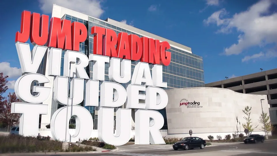 Jump Trading Simulation and Education Center virtual guided tour title frame.