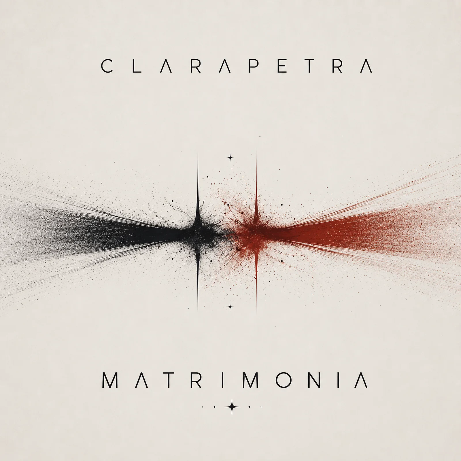 Minimal cream MATRIMONIA cover with black and red waveform-like marks.